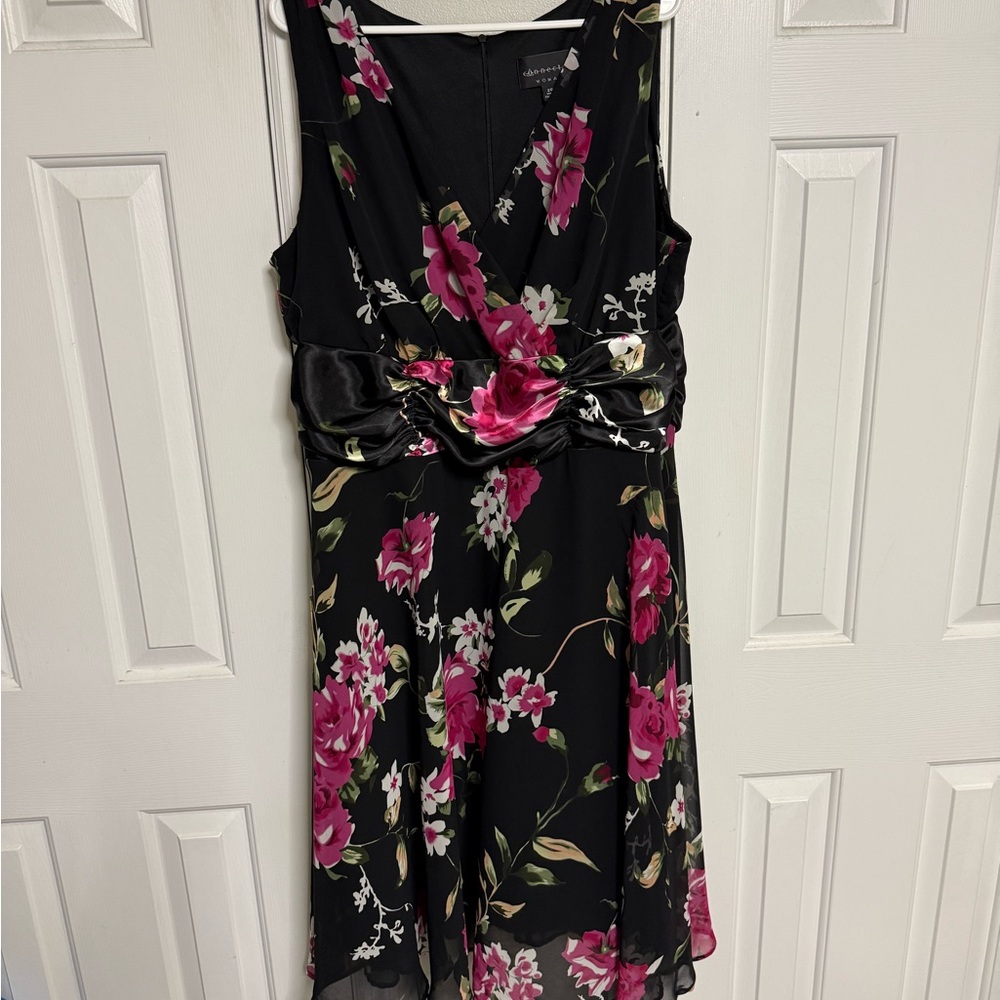 Connected Apparel Pink and Green Midi Sundress